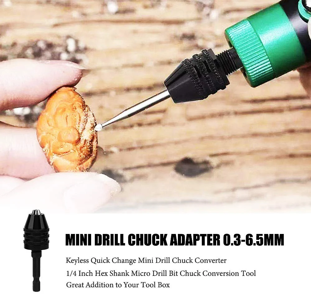 Quick Change Keyless Drill Bit Chuck Hex Shank Adapter Converter Tool 0.3-8mm 6.35mm Three Jaw Self Centering Twist Drill Chuck
