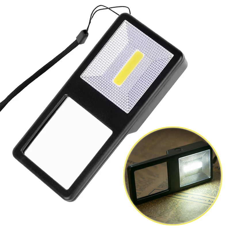 3X Magnifying Glass with LED Lights Illuminated Square Portable Pocket Reading Magnifier Glass for Seniors with Newspaper Books