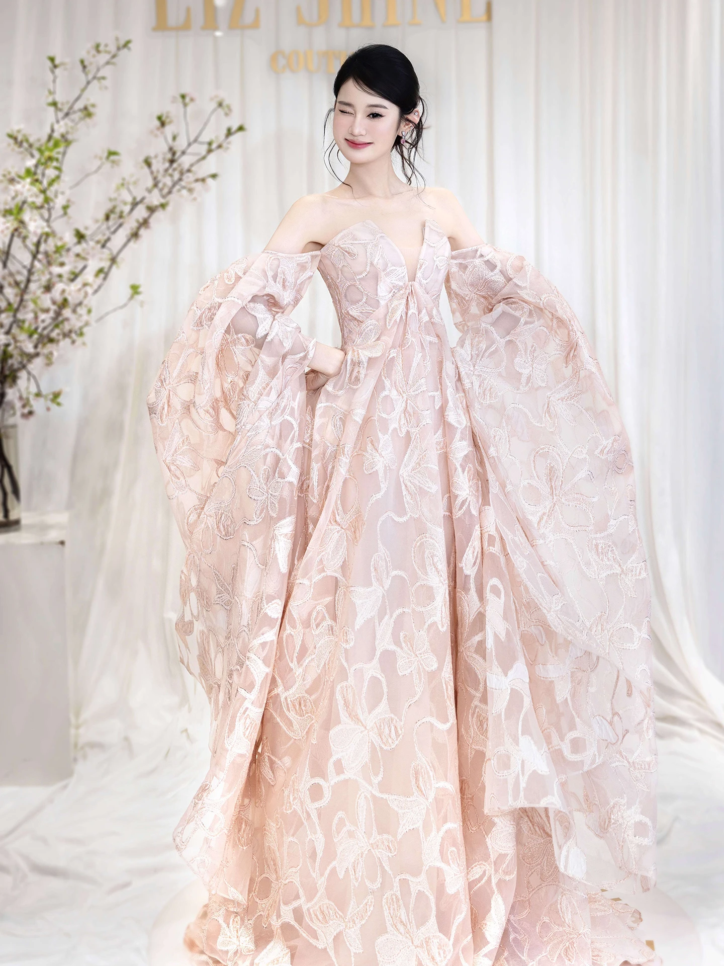 Elegante blozen avondjurk grote omslag off-shoulder feestjurken