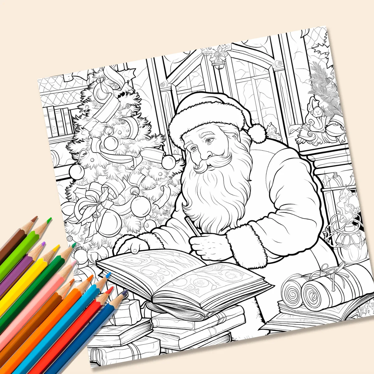 A4 Thick Christmas Carol Themed Coloring Book Anti-Bleed Stress Relief Graffiti Drawing Notebook For Holiday Creation