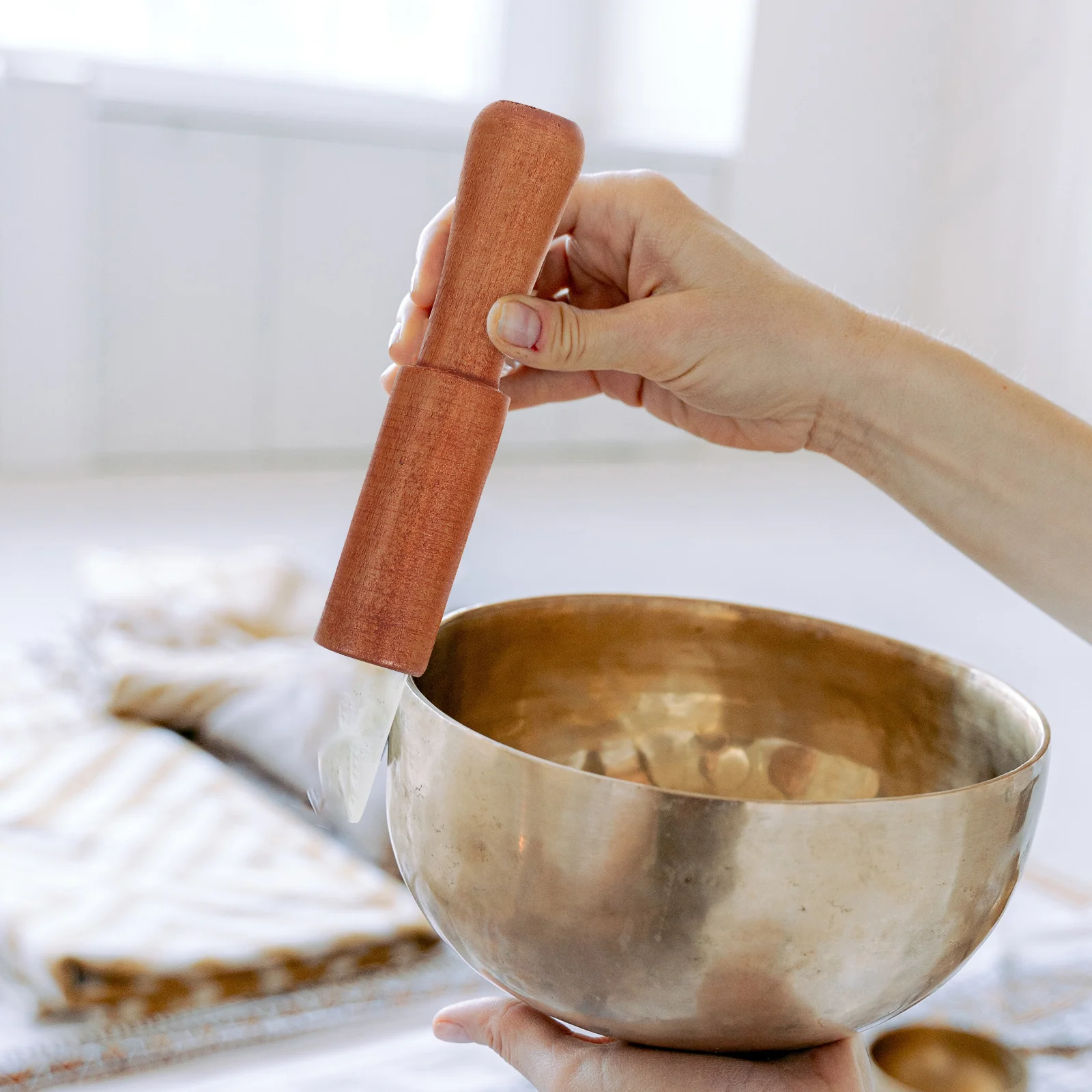 

4 Pcs Vacuum Buddha Music Bowl Accessories Singing Mallet Large Wooden Sound Stick