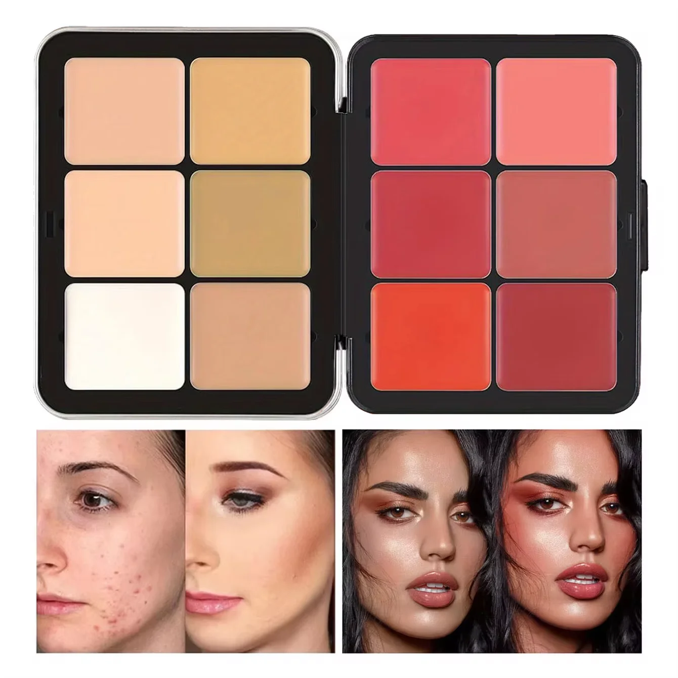 12-Color Iron Box Concealer Blush Cream Matte Highlight Contour Makeup All-in-One Palette