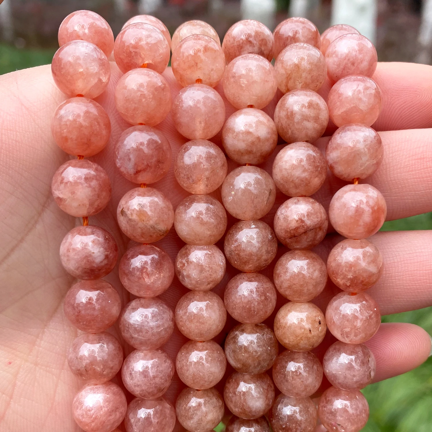 Round Sun Stone Beads DIY Necklace Bracelet Loose Spacer Sunstone For Jewelry Making Beadwork Size 4/6/8/10/12mm 15\'\' Wholesale