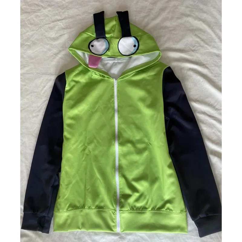 

Sky02 аниме Invader ZIM косплей Alien ZIM пуловеры на молнии с капюшоном толстовки для мужчин и женщин куртка пальто с ушками Хэллоуин Cos88Ji