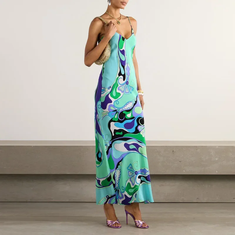 Vestidos Mujer Frühling Druck Vintage Party Kleid Frau Sexy V-ausschnitt Backless Hohl Lange Kleider Sommer Ärmel Schlitz Boho Kleid