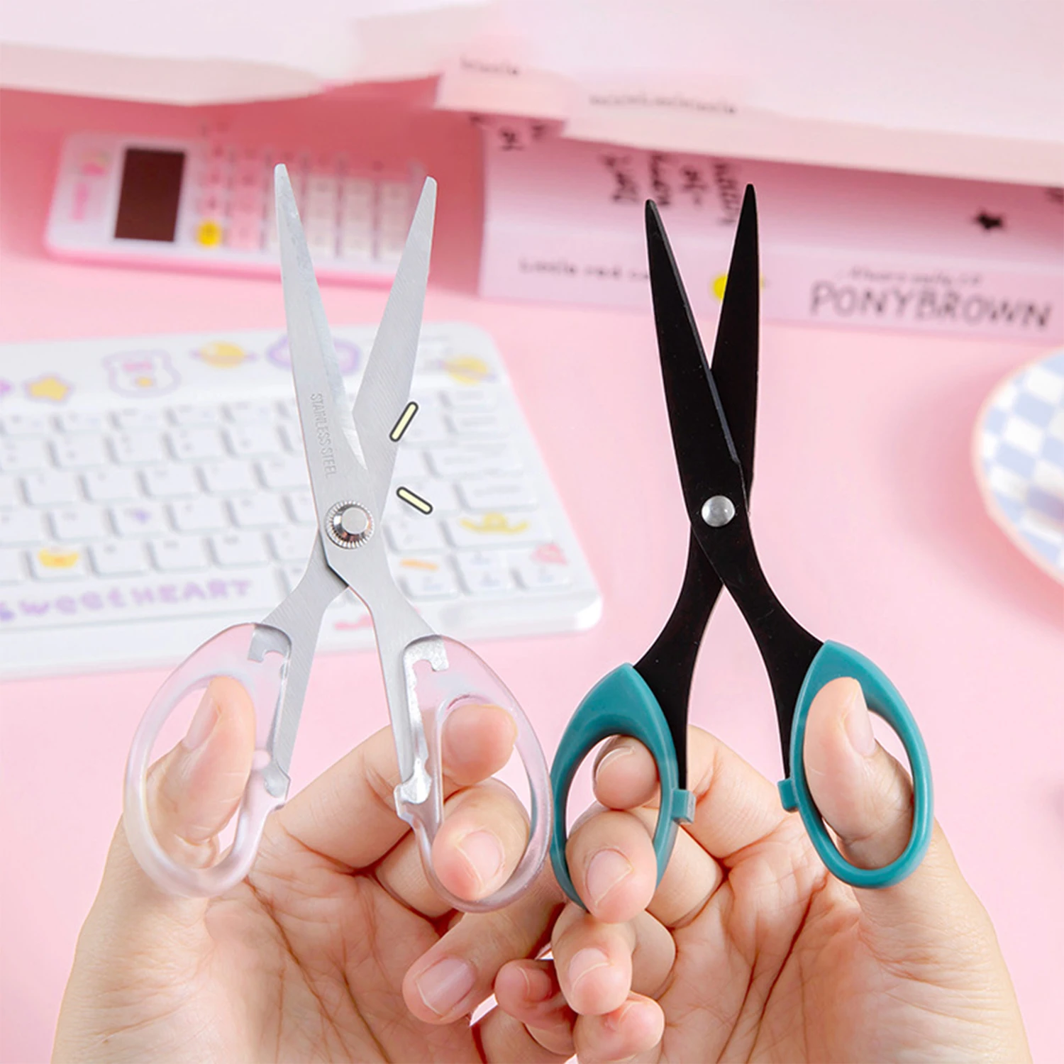 Scissors Stainless Steel Blade Safe Design Cutter Scrapbook Diary Album Handwork Craft Cropping Tool Office School Art Supplies