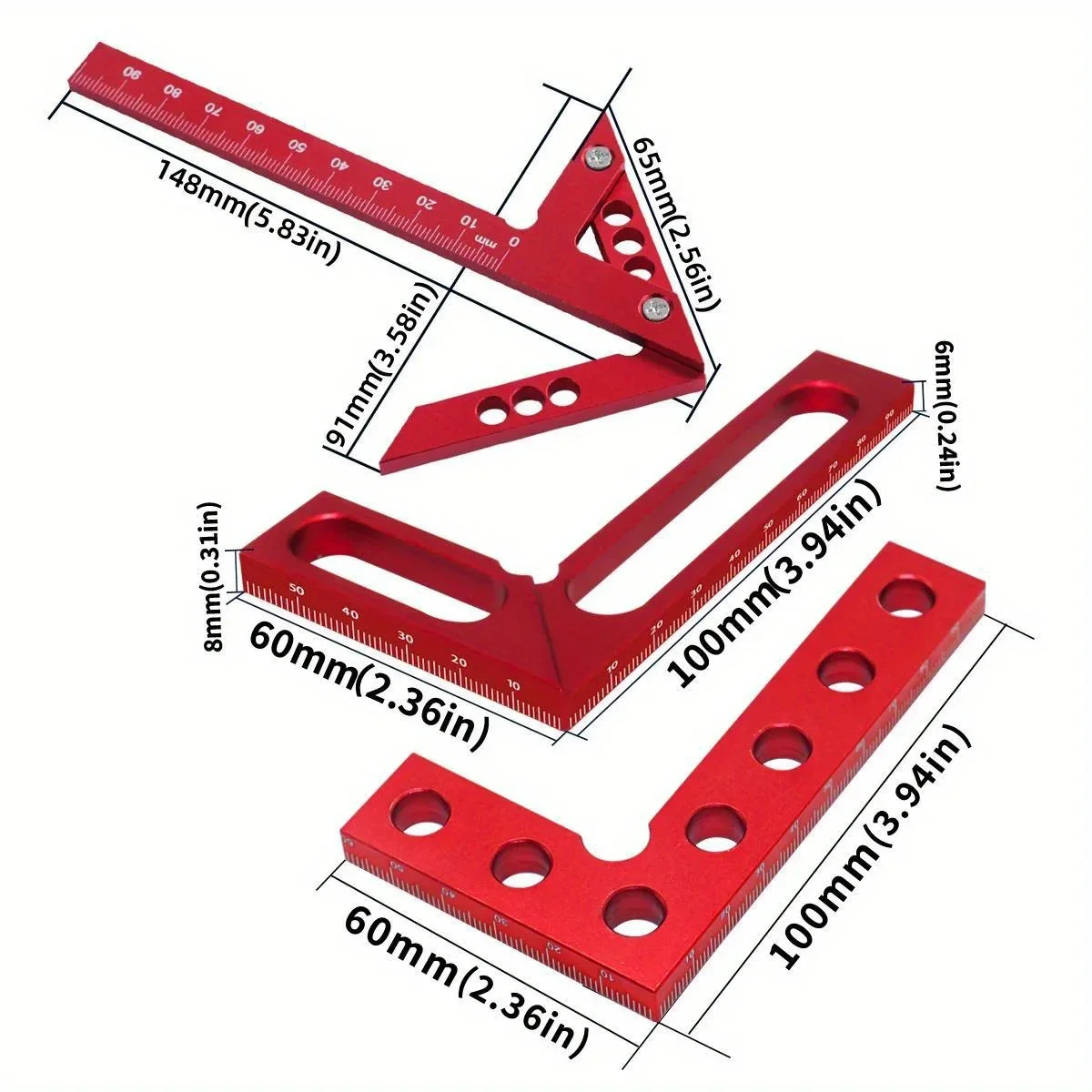 1Pc/2Pcs center detector kit, 45/90 ° right angle wire gauge L-square, right angle calibrator aluminum height gauge 90 °