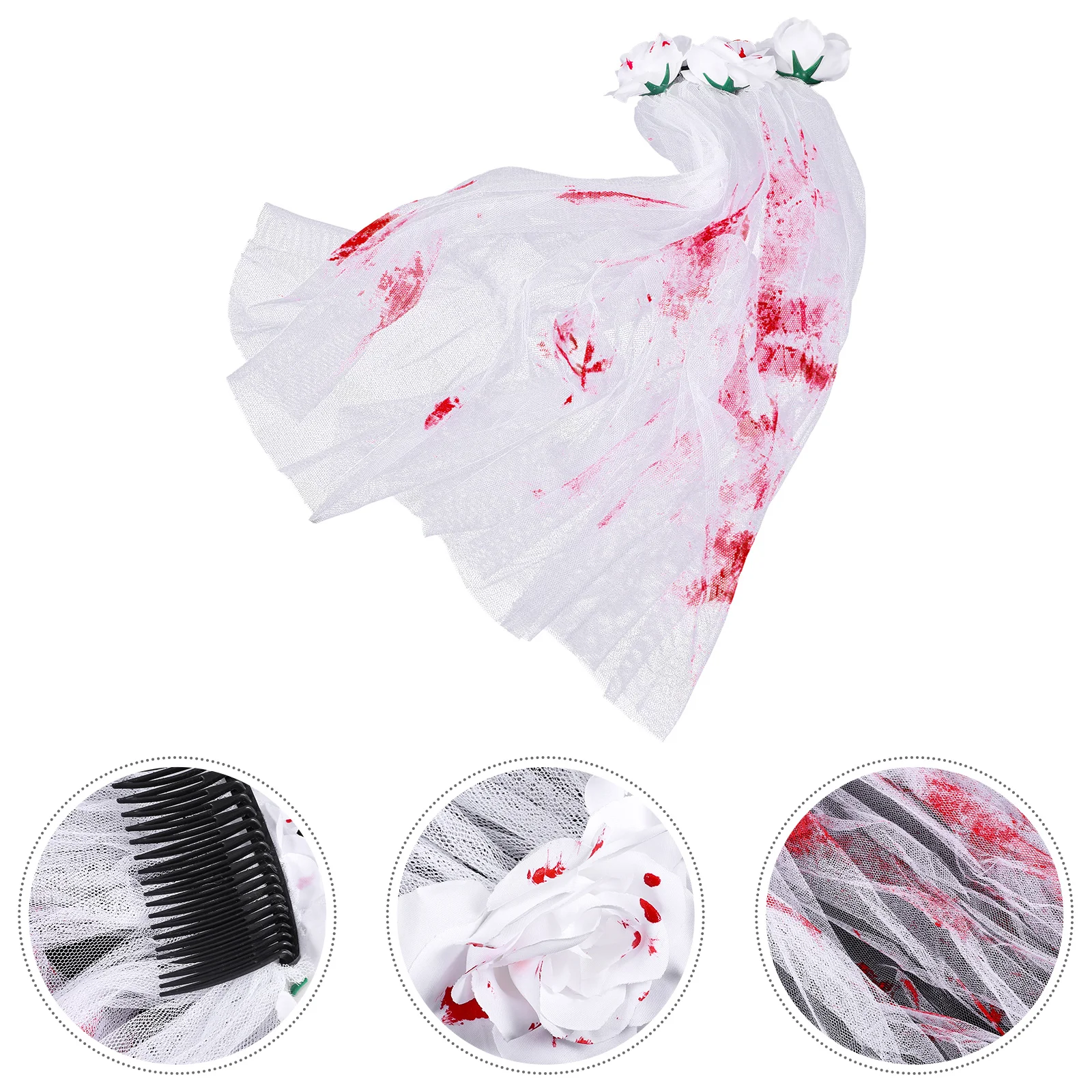 

Halloween Skull Headdress Party Decorative Veil (Blood Stained Veil) Long with Comb Clothing Hair Accessories Gothic Bride