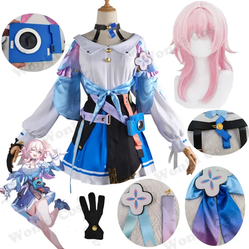 

March 7th Cosplay Costume Wig Full Set Star Rail Cosplay Costumes Women Carnival Outfits with Accessories