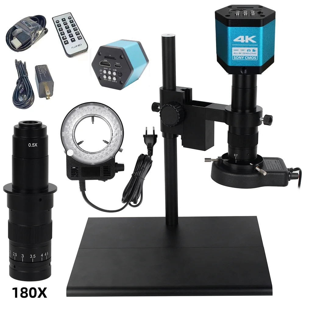 

Industrial Microscope 180X Lens 48MP Resolution 3840*2160 4K video output Electronic Soldering Type-C interface