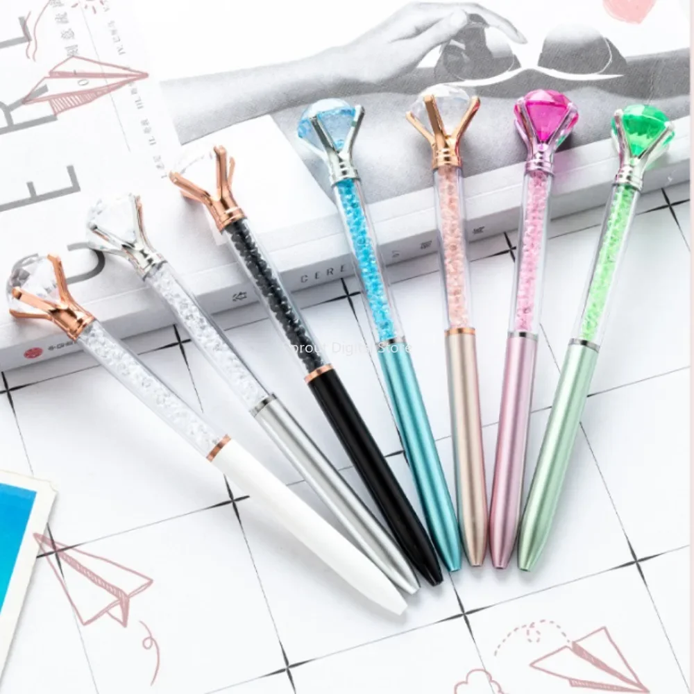 1 шт., большая ручка с кристаллами и бриллиантами, шариковая ручка, студенческие канцелярские принадлежности, офисный бизнес-фестиваль, подарок, модные пластиковые ручки со стразами