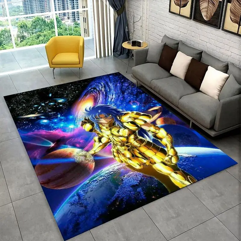 Retro Saint Seiya Anime Cartoon Carpet Rug for Playroom Bedroom Living Room Sofa Home Decor,kid Area Rug Non-slip Floor Mat