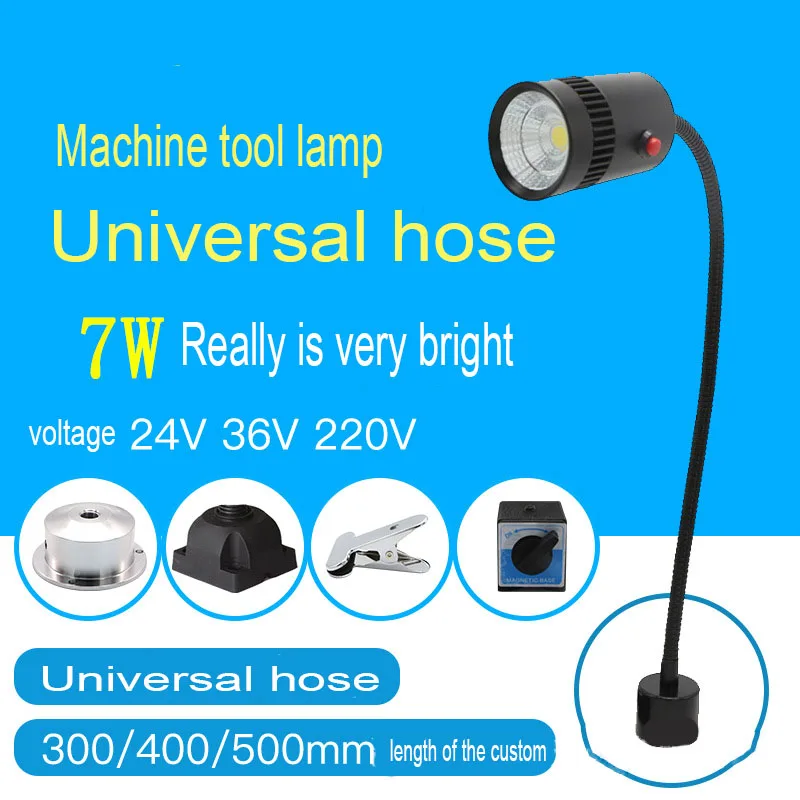 7W 110V/220V LED Flexiable Grinder Hose Magnetic Work Light Numerical Control Lathe Punch Machine Tool Quality Inspection Light