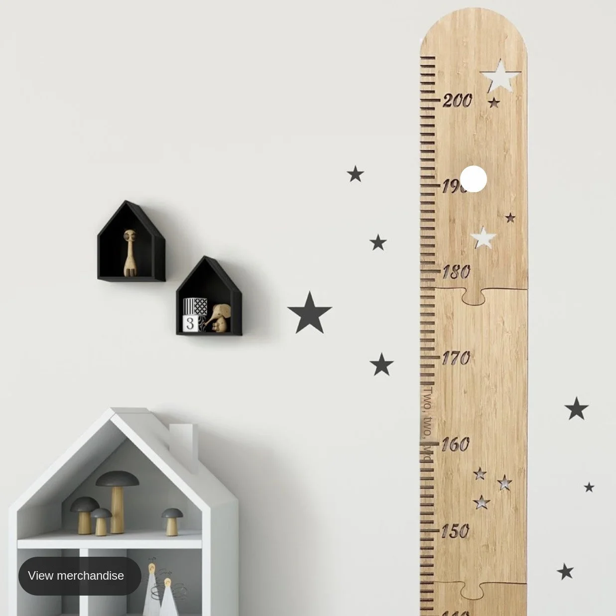 Nordic Style Spliced ​​wooden Board Height Ruler Children's Room Star Wooden Growth Hanging Ruler Baby Photography Props