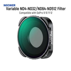 NEEWER Variable ND4-ND32 Filter Compatible with GoPro 9 10 11 12, 2-5 Stops Variable ND Filter with HD Multicoated HD Glass