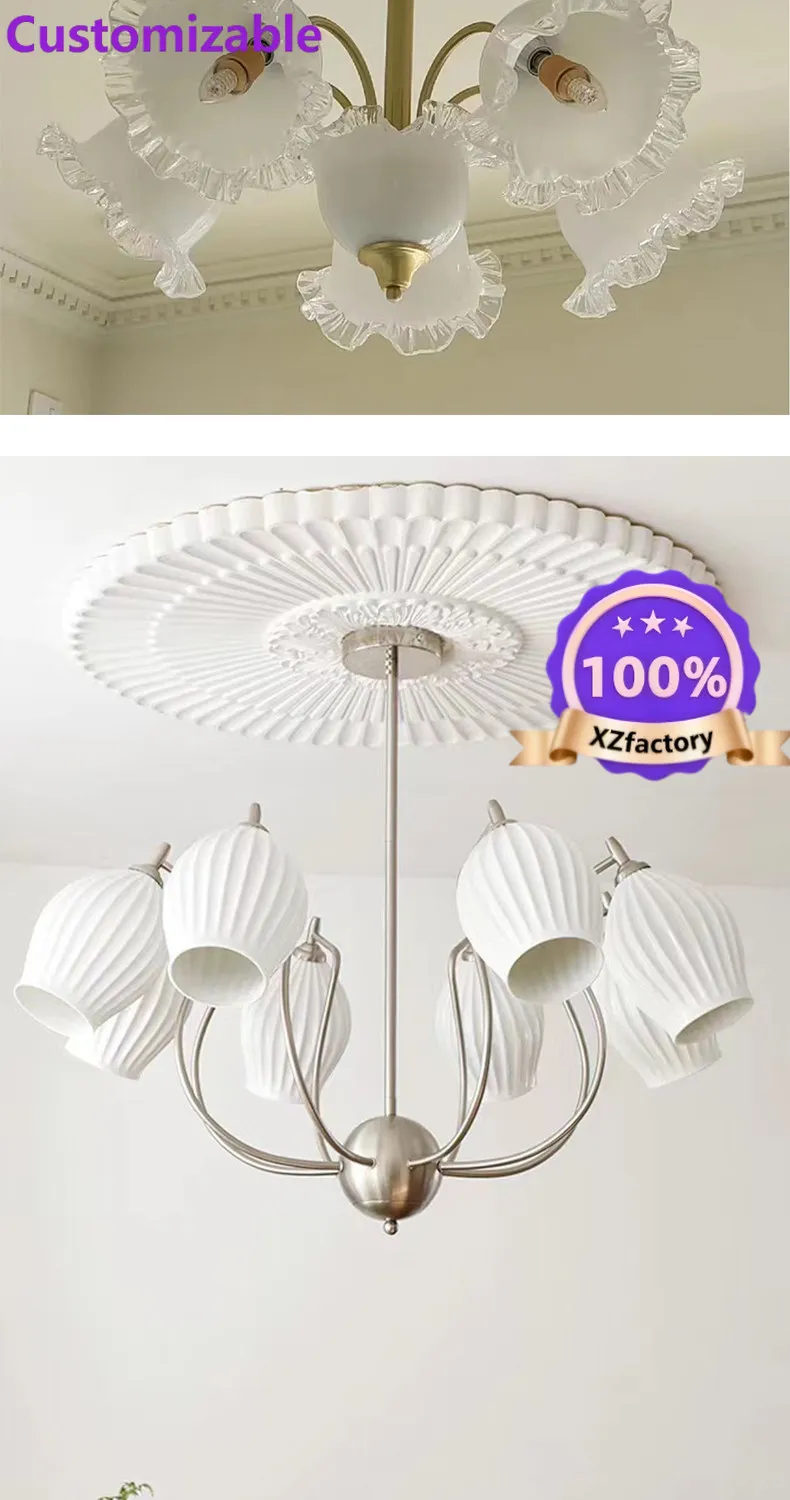 Factory Direct 2026 French light luxury PU light panel ceiling parquet combination lamp pool imitation gypsum hollow decorative