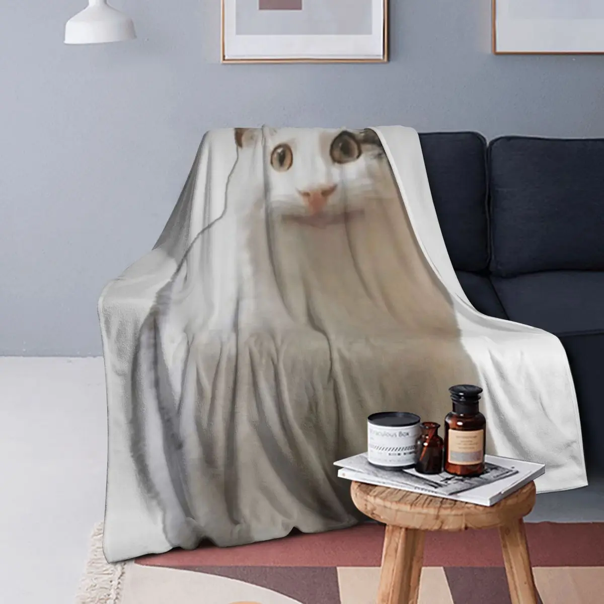 

Beluga Cat Safari Blankets Soft Warm Flannel Throw Blanket Cover for Bed Living room Picnic Travel Home Couch
