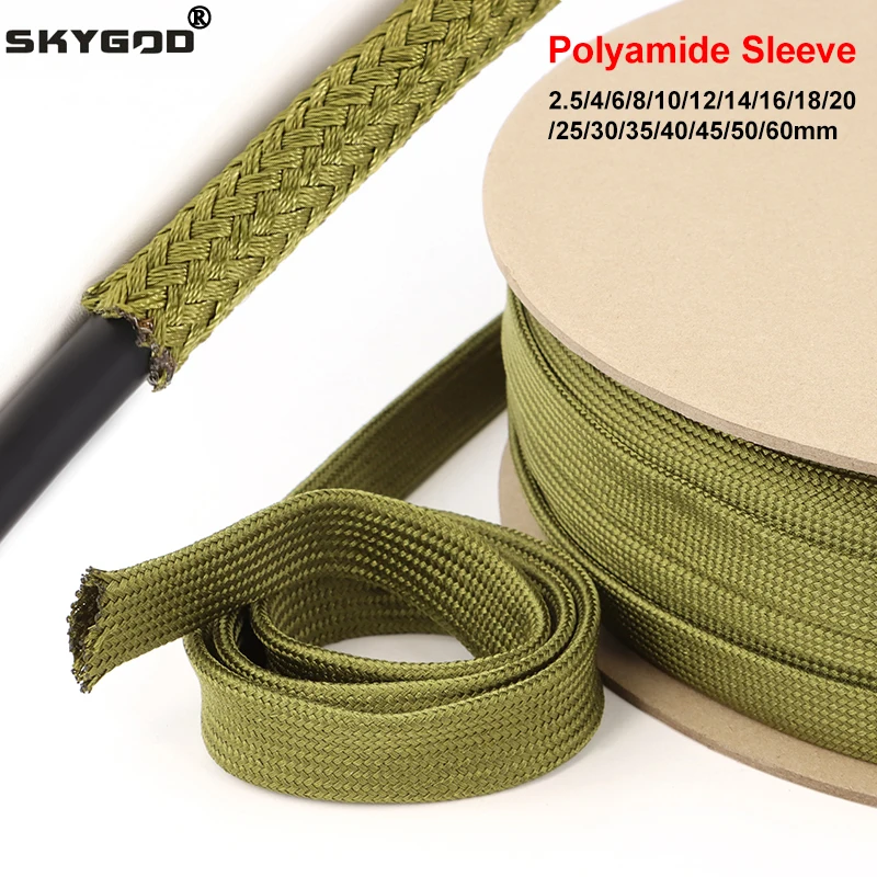1~30m New Arrive High Density Nylon Braided Insulated Sleeve Army Green 2.5mm - 60mm Wire Protection Polyamide Expandable Sheath