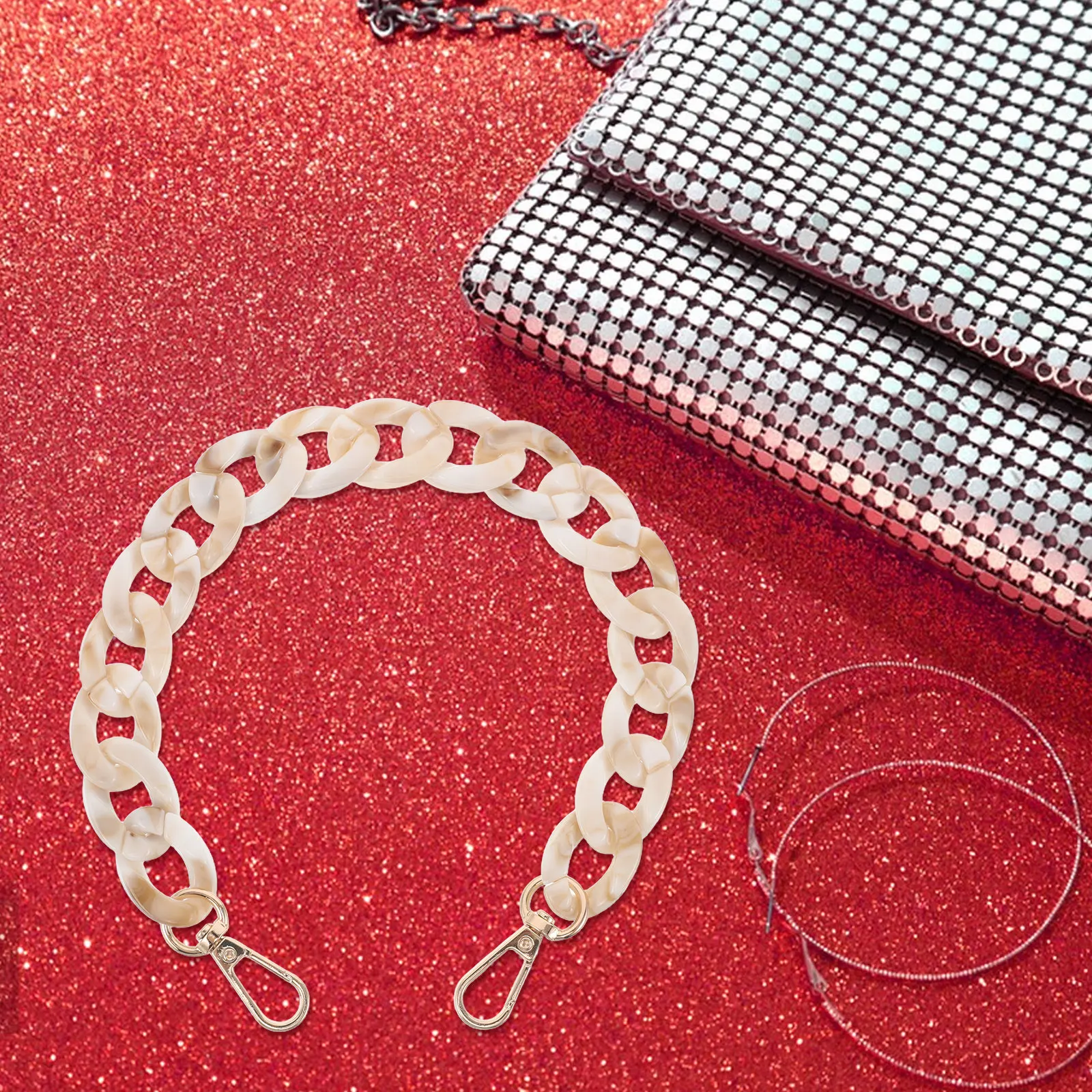 3Pcs Fishbone Resin Purse Chai - Wallet Chain Bag review and price