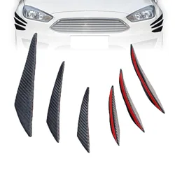 Car spoiler 6pcs Carbon Black Colors Wind Knife Anti-Collision Strip Pattern Bumper Rubber Car Front Spoiler Set Sticker