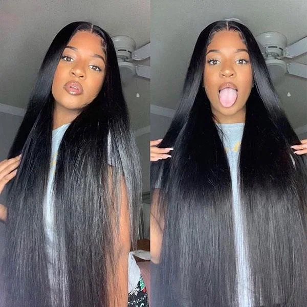 

Bone Straight 40 inch lace front wig for women Brazilian pre plucked 4x4 5x5 hd lace frontal human hair Glueless wig on sale
