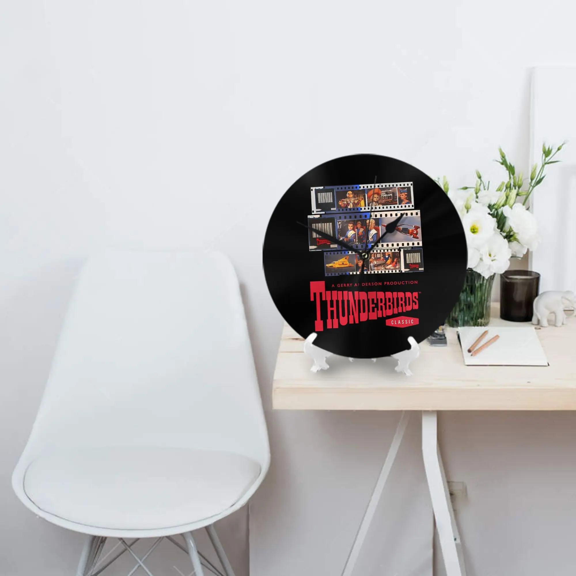 

Фигурки Thunderbirds, официально лицензированные веерные художественные настенные часы, украшение комнаты, бесшумные круглые часы для спальни, гостиной, кухни, дома