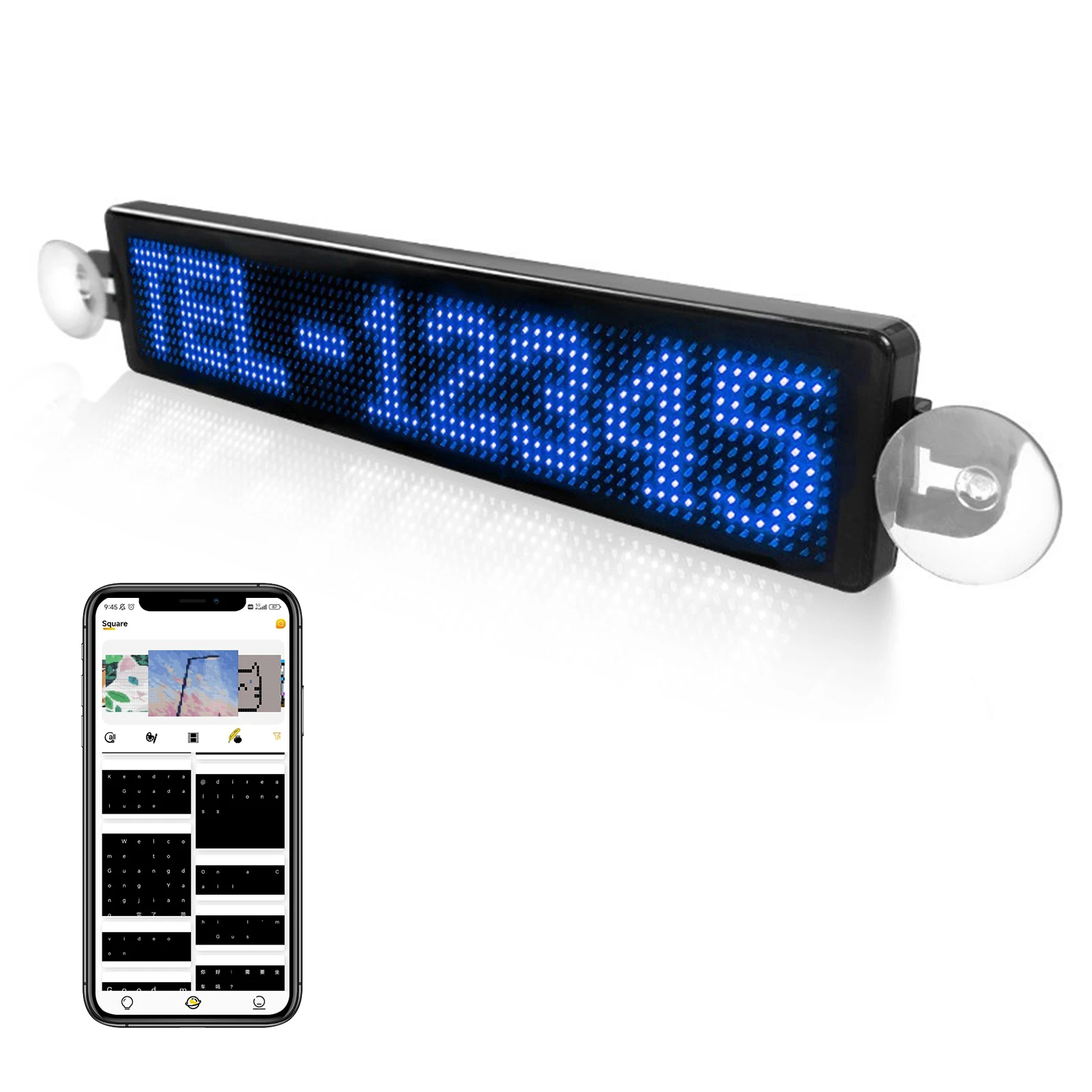 LED Matrix Panel 12V Scrolling Bright Light Signs for Car Bluetooth App Control Text Pattern Animation LED Car Display