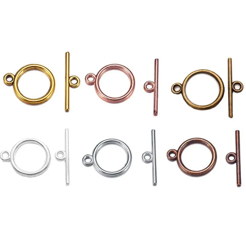 Silberfarbene 10 Sets OT-Kippverschlüsse für DIY-Armbänder, Halsketten, Schmuckzubehör HK144