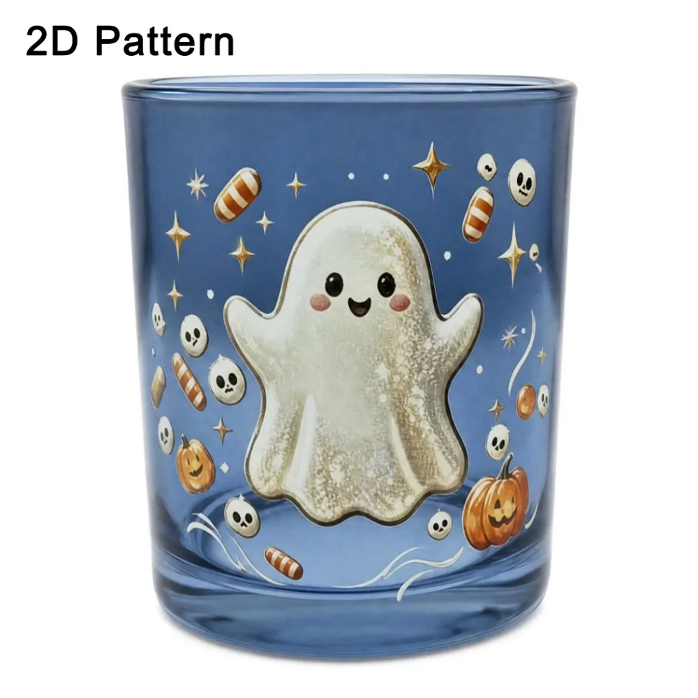 Personalized Clear Ghost Glass Cup Decorations Pumpkin Skull Print Halloween Glass Cute Funny 2D Pattern Wine Glass Home Decor