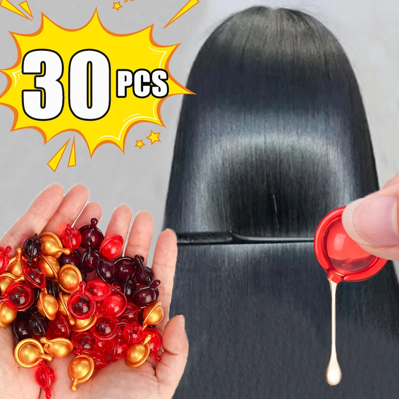 1–30 Stück Vitamin-Haarpflegekapselöl, Reparatur von geschädigtem Haar, natürlicher Extrakt, pflegtes, glattes, seidiges Keratin-Komplexöl, pflegeleicht