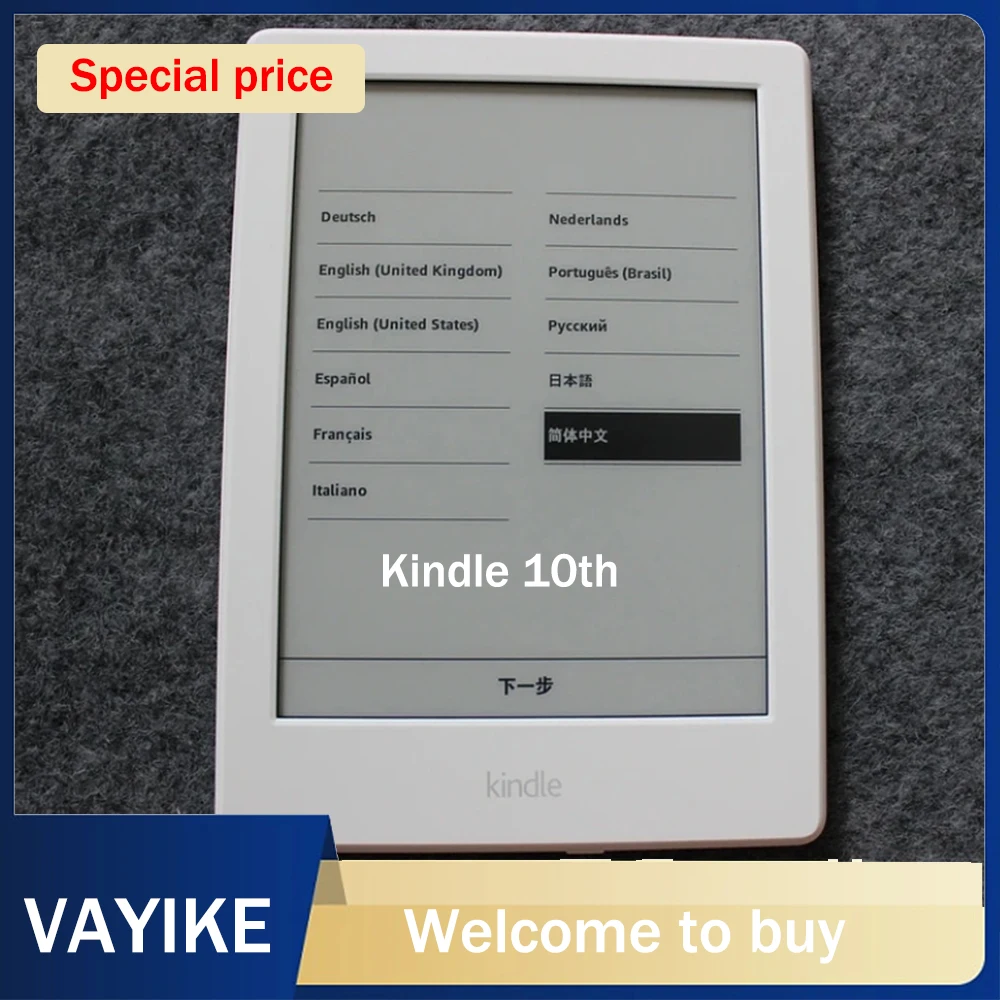 Kindle 10th Generation E-book Reader 4G/8G Ereader 6inch E-ink Touch Screen with Backlight Reading Light 167ppi used In stock