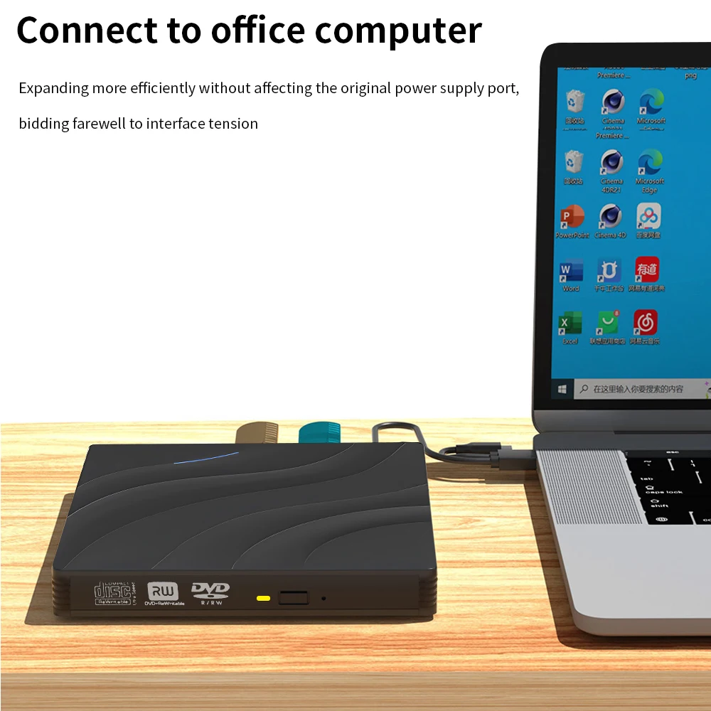 TISHRIC-محرك أقراص ضوئي خارجي متعدد الوظائف ، مشغل مشغل CD و DVD ، قارئ CD خارجي USB ، متوافق مع أنظمة متعددة