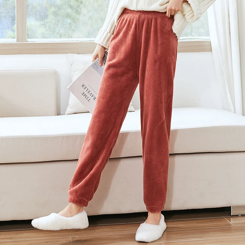 Heliar Women Underwear Thermal Warm Trousers Velvet Pajama Pants Elastic Waist Home Casual Cashmere Trousers Women Winter 2024