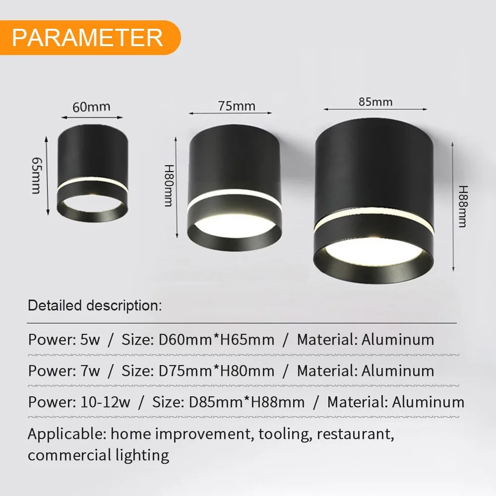 Lámpara LED de techo montada en superficie, accesorios de iluminación coloridos para sala de exposiciones, tienda, 7W, 10W