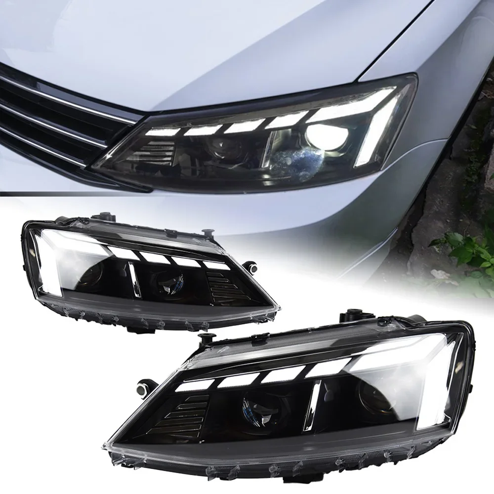 Lâmpada do carro para vw jetta faróis 2011-2019 mk6 led lente do projetor animação sinal dinâmico faróis drl acessório automotivo