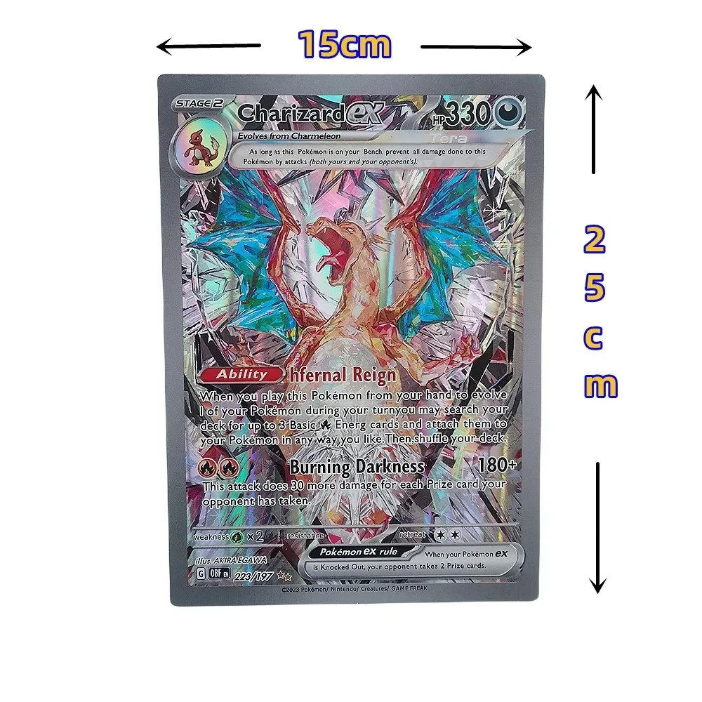 Oversized Pokemon Cards 30Pcs Jumbo Letters Cards Vmax Vstar GX Arceus Pikachu Charizard Super Shiny Rare Card Birthday Gift