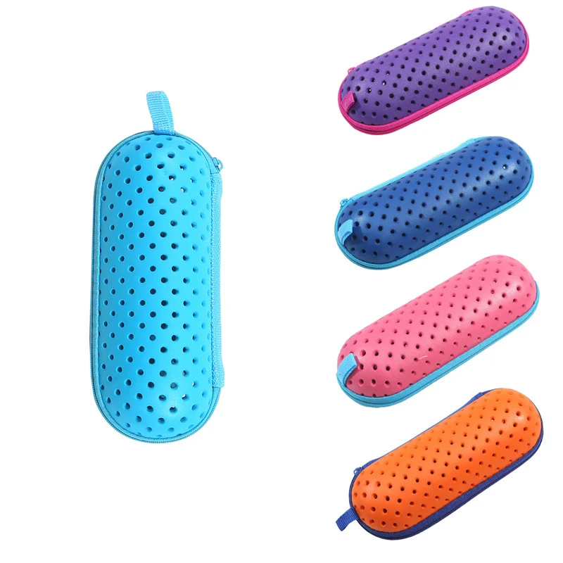 Boîte de rangement pour lunettes de natation EVA, avec Clip et trous de vidange, étui de protection respirant pour hommes, femmes et enfants