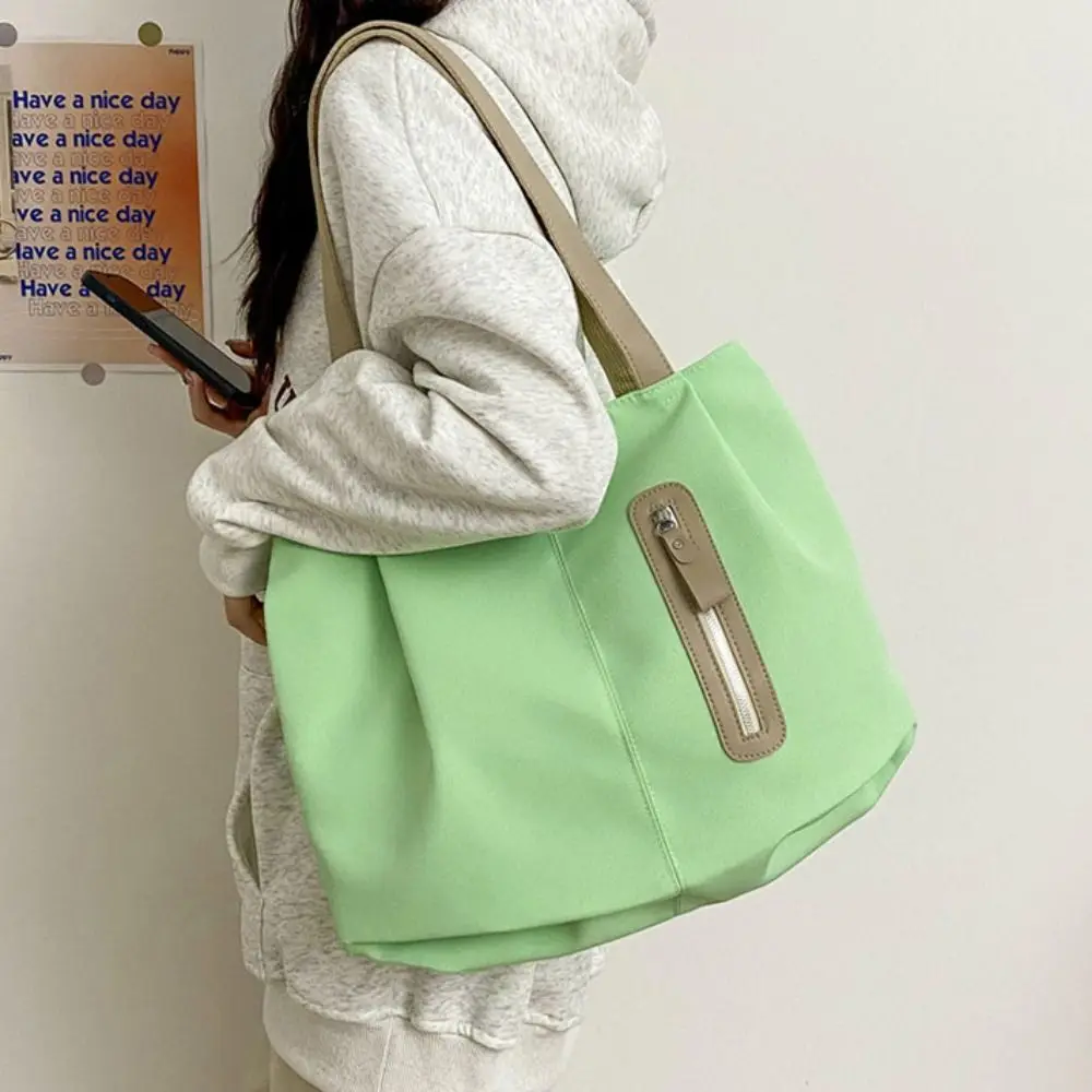 

Large Capacity Solid Color Shoulder Bag Solid Color Lightweight Eco Bag Vacation Tote Bag Office Worker Tote Korean Style