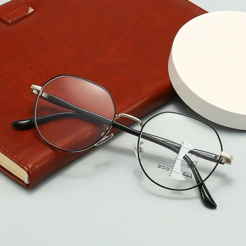 2024 Unisex Progressive Multifokale Lesebrille Mode Frauen Runde Presbyopie Brillen Männer Ultraleicht HD Computer Brillen – Detail 2