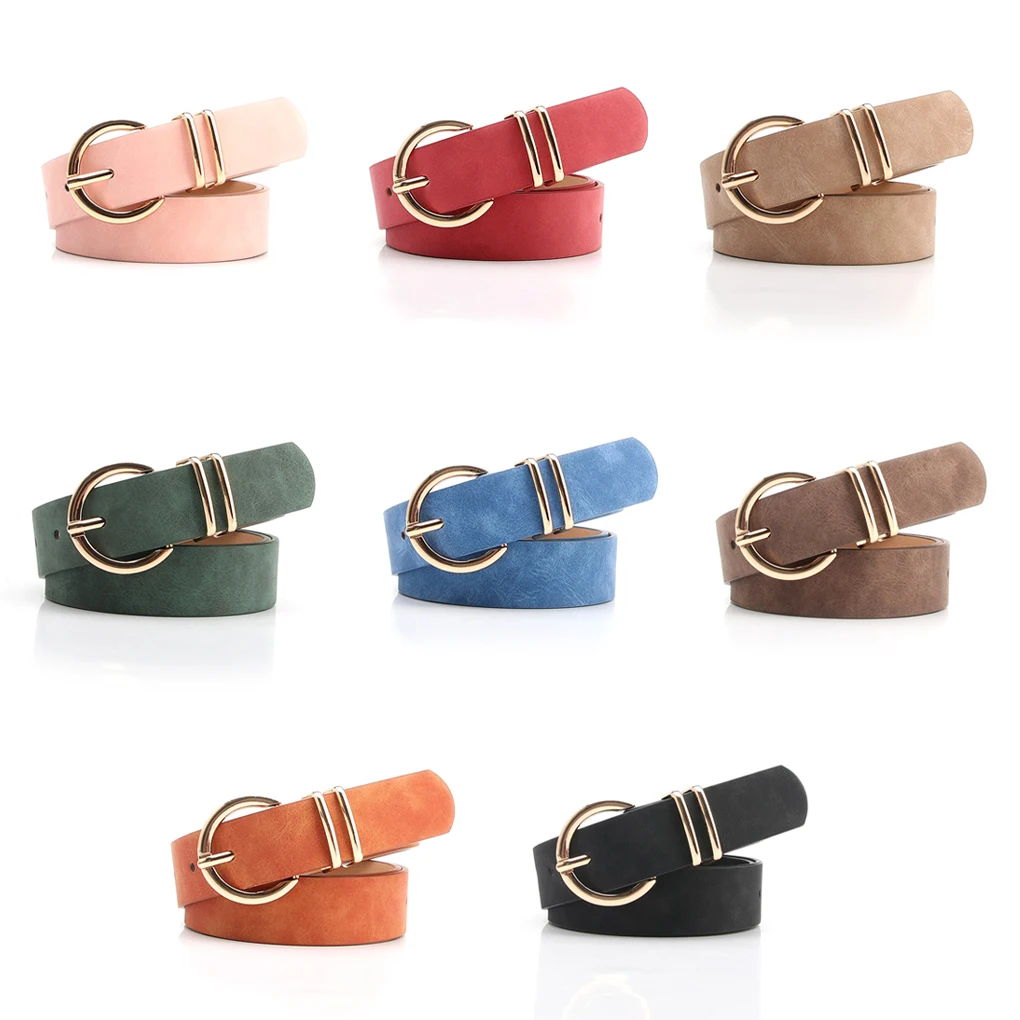 

2/3/5 Fashionable Womens Buckle Belt - Neat Look And No Burr Classic Style Round Buckle Trouser Female Pink