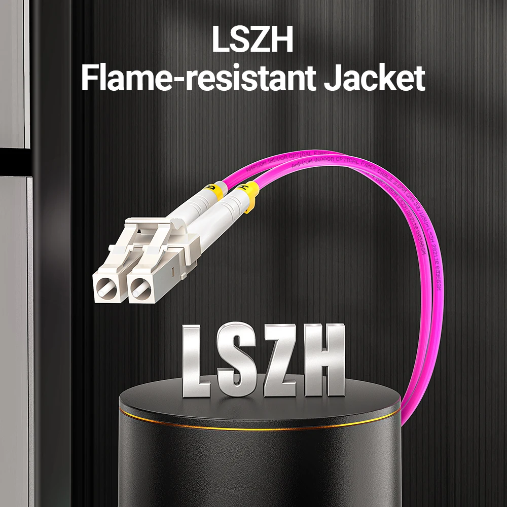 AMPCOM LC to SC UPC OM4 Fiber Optic Patch Cable 40G Multi Mode Duplex, 50/125μm, OD 2.0mm, LSZH OFNR, 1-100 Meters