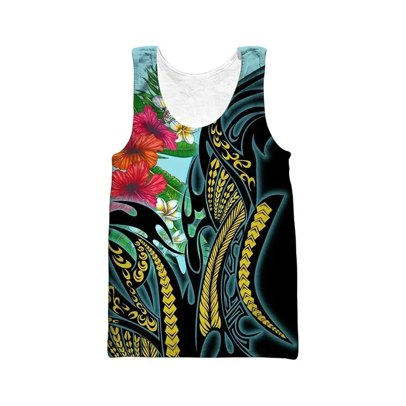 

Summer Harajuku 3D Ethnic Flowers Printing Tank Top Tropical Floral Graphic Tank Tops Men Fashion Cool Clothing Streetwear Tops
