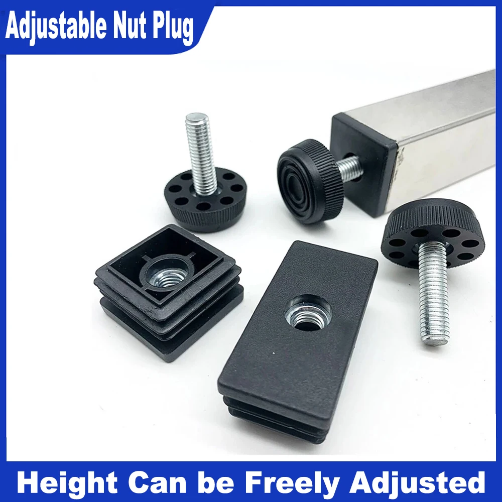

Square/Round steel Pipe Adjustable Foot Mats With Nuts Furniture Table Chair Leg Heightening Feet Pad
