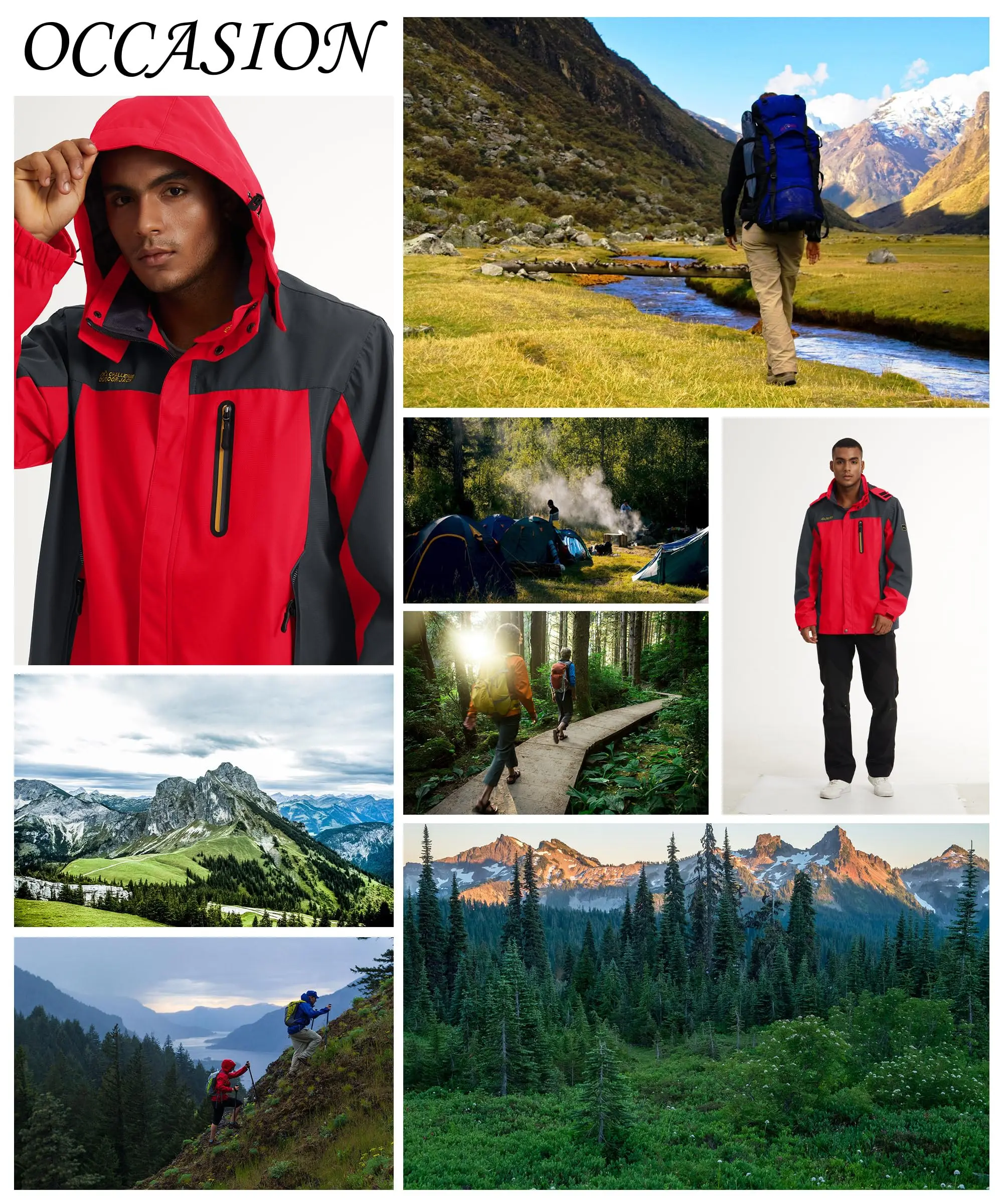 TACVASEN Waterproof Lightweight Jacket Mens Mesh Lined Outdoor Jacket Windproof Fishing Hiking Jacket Rain Coat Male Windbreaker