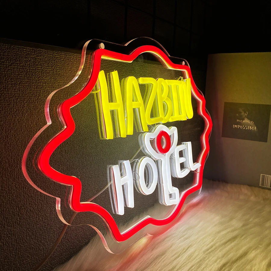 أضواء النيون لفندق Hazbin، علامات ضوء الفندق Haz Bin الرسوم المتحركة Led، ديكورات فنية في غرفة الألعاب والمقهى وغرفة النوم. #5