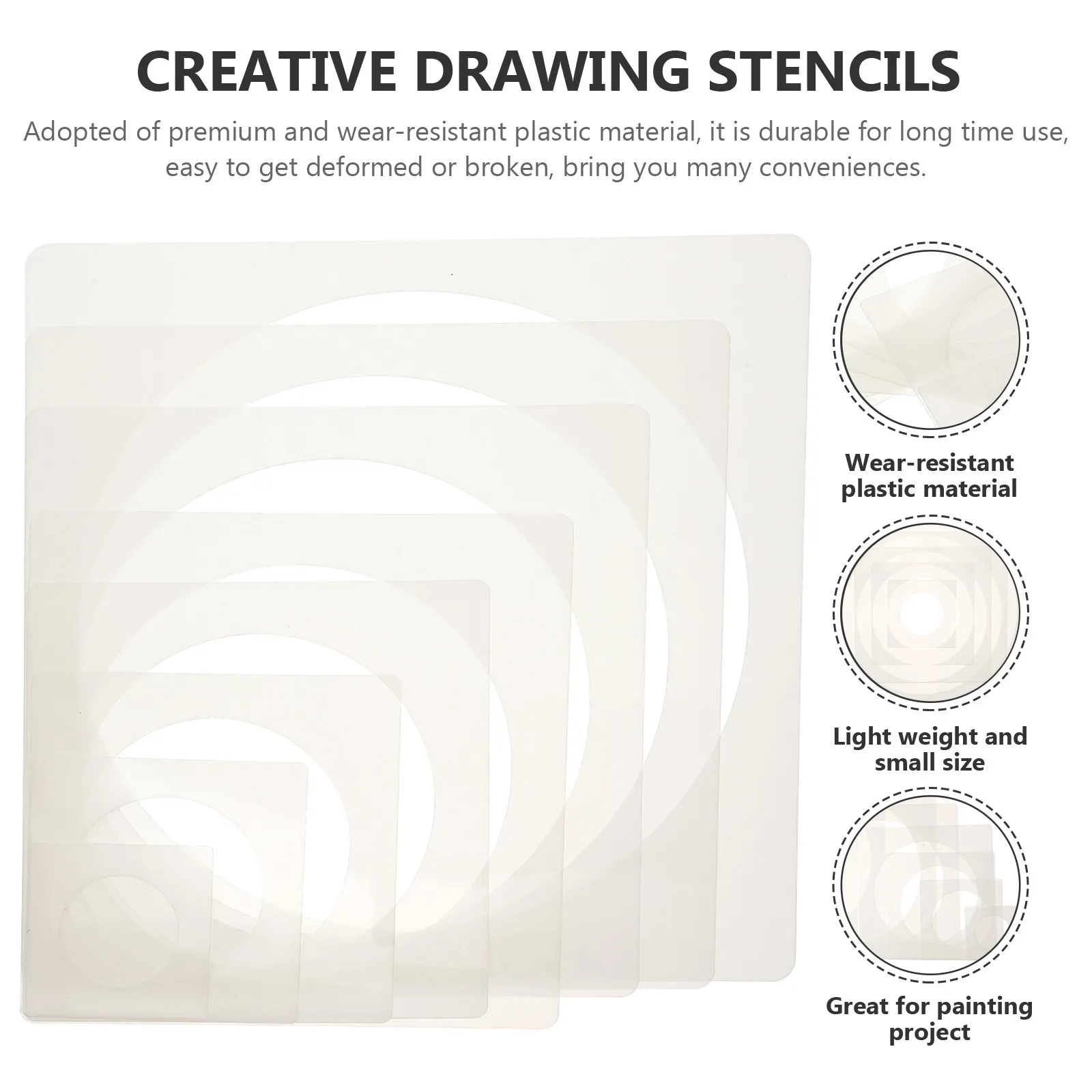 

8Pcs Round Stencils for Crafts Multi Function Hollow Out Drawing Templates DIY Painting Projects Wall Art Decor Reusable Plastic