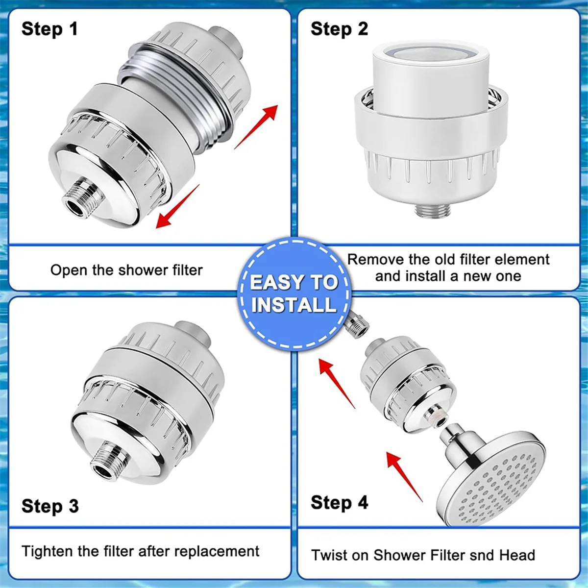 4PCS 20 Stage Shower Filter Replacement Shower Filter Elements with Vitamin C Shower Head Replacement Filter