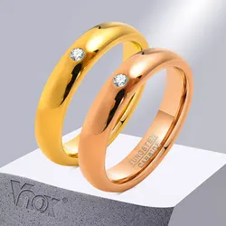 Vnox Classic Tungsten Carbide Wedding Rings for Women, Upscale  Gold Color Metal Finger Bands Anniversary Gift Jewelry