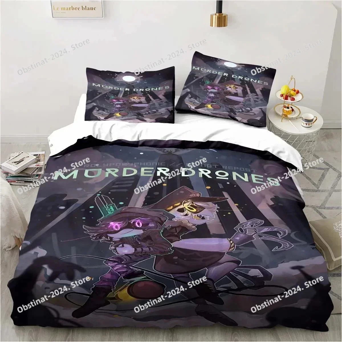 3D Print Cartoon Murder Drones Bedding Set Double Twin King Duvet Cover Comforter Pillowcase Boys Girls Adults Bedroom