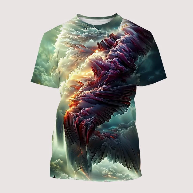 Creative design tornado pattern 3D printing t-shirt, fashion cool street style casual round neck short sleeve